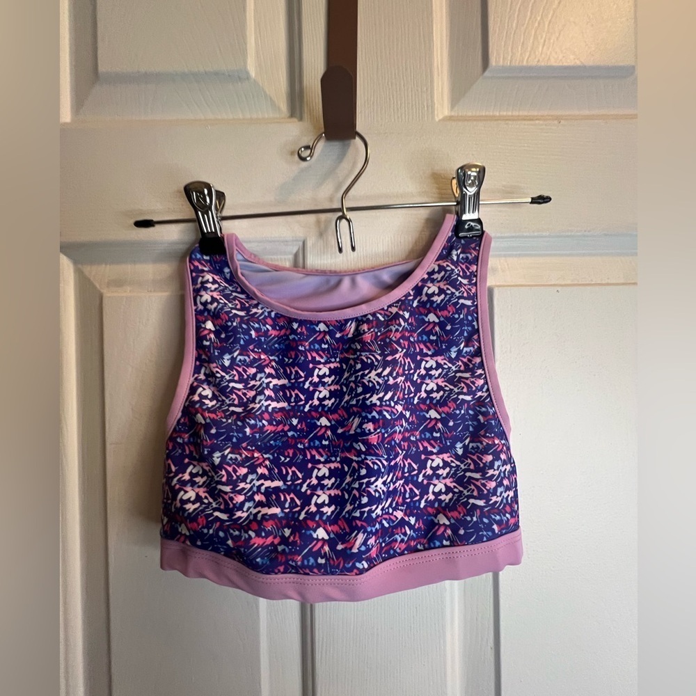 Pink and Blue Bikini with Vibrant Pattern